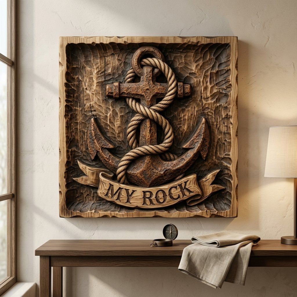 Nautical Anchor Strength MY ROCK CNC Relief STL bas-relief STL — view 14