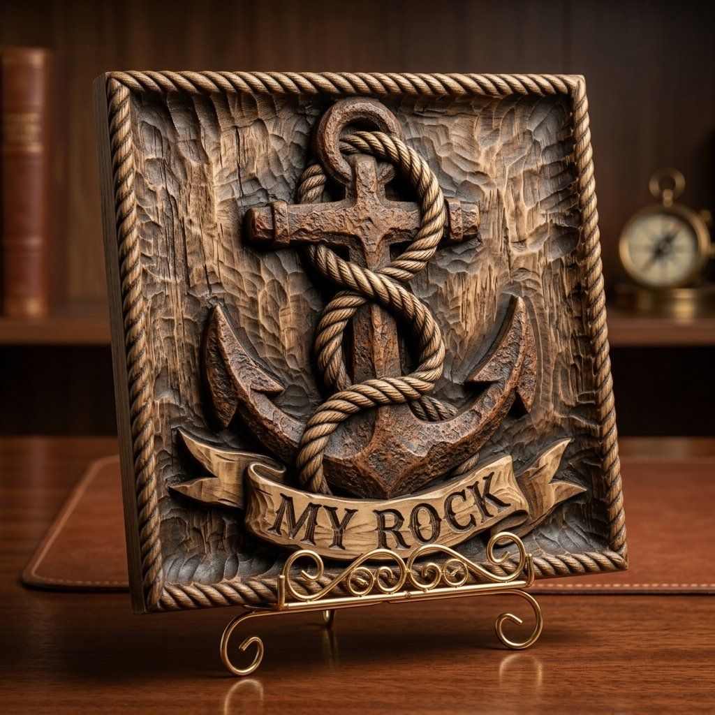 Nautical Anchor Strength MY ROCK CNC Relief STL bas-relief STL — view 15