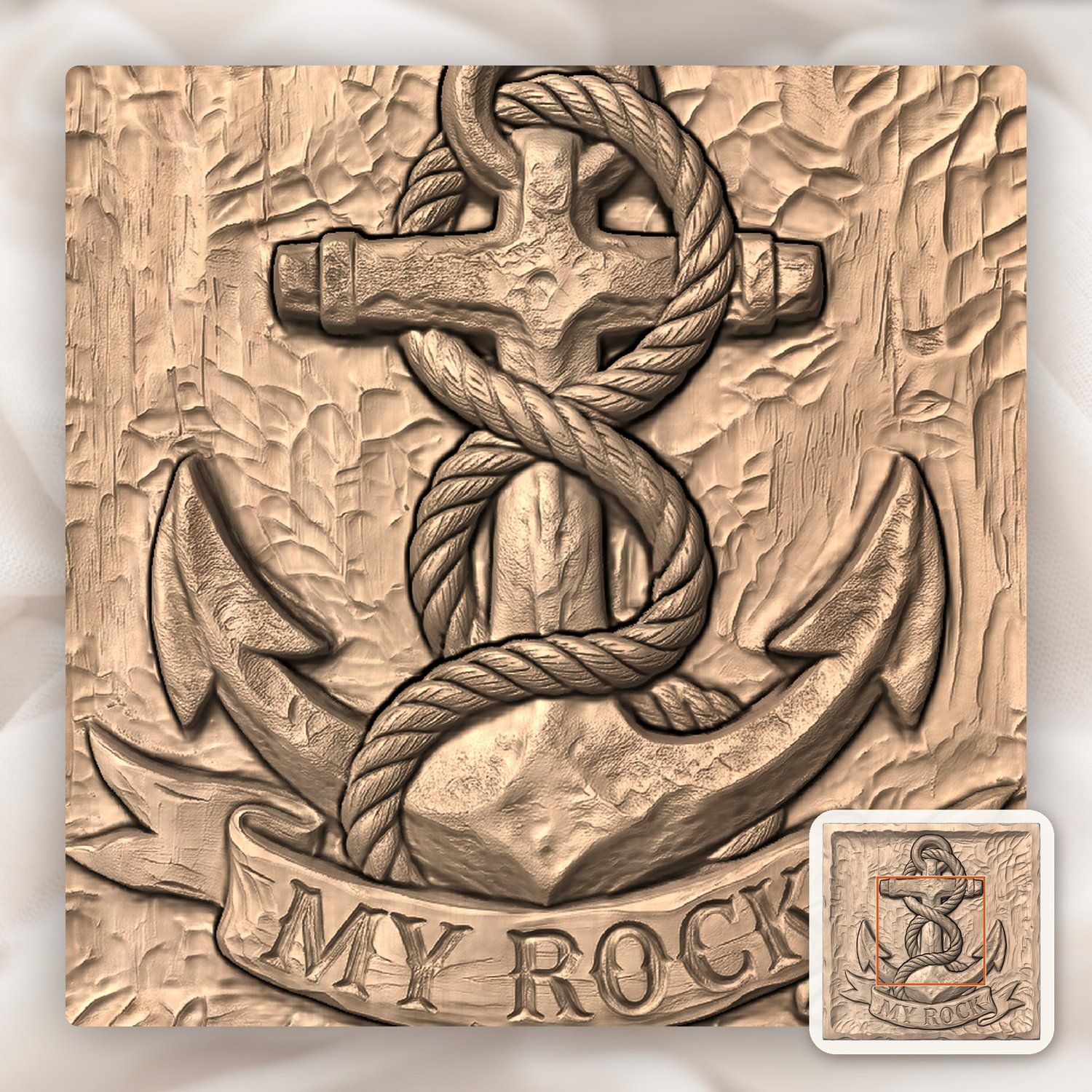 Nautical Anchor Strength MY ROCK CNC Relief STL bas-relief STL — view 6