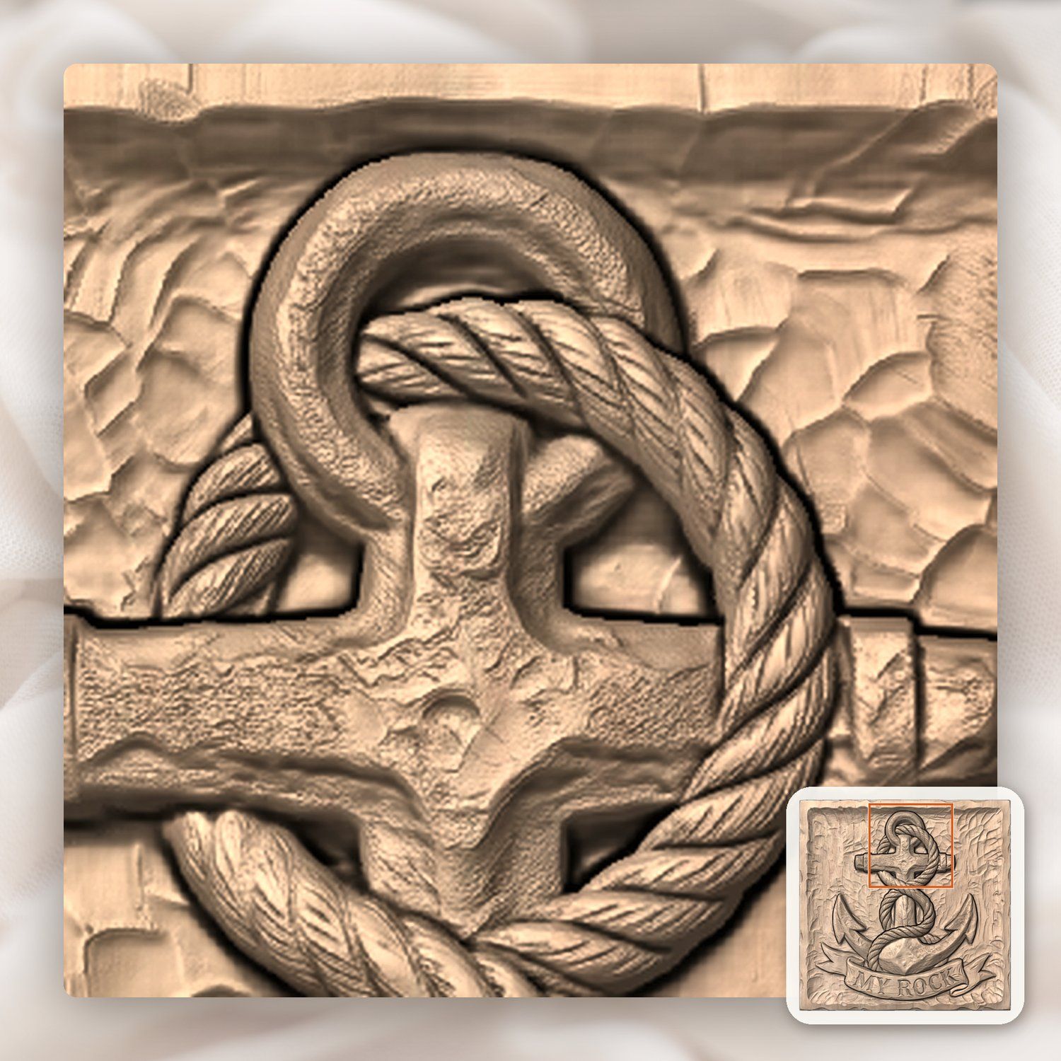 Nautical Anchor Strength MY ROCK CNC Relief STL bas-relief STL — view 8