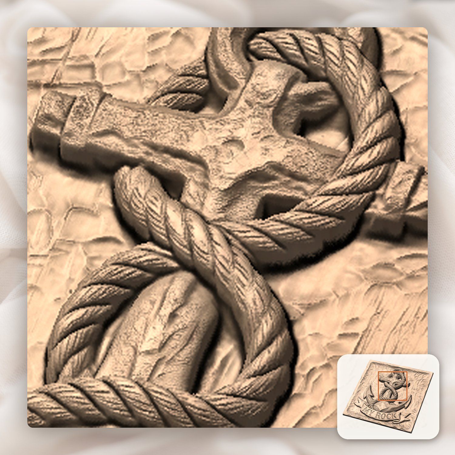 Nautical Anchor Strength MY ROCK CNC Relief STL bas-relief STL — view 10