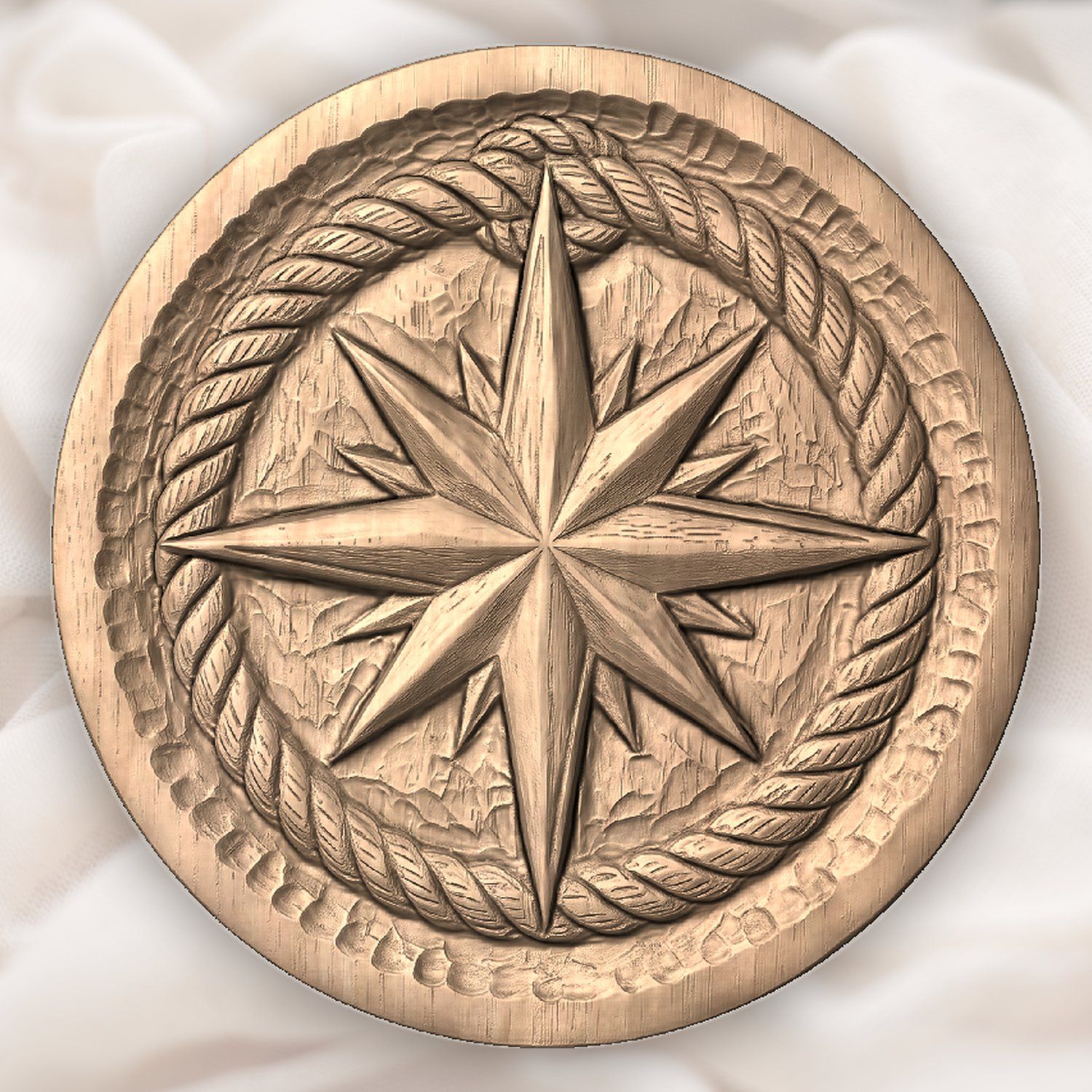 Nautical Compass Rose Rope Border CNC Relief STL bas-relief STL — view 4