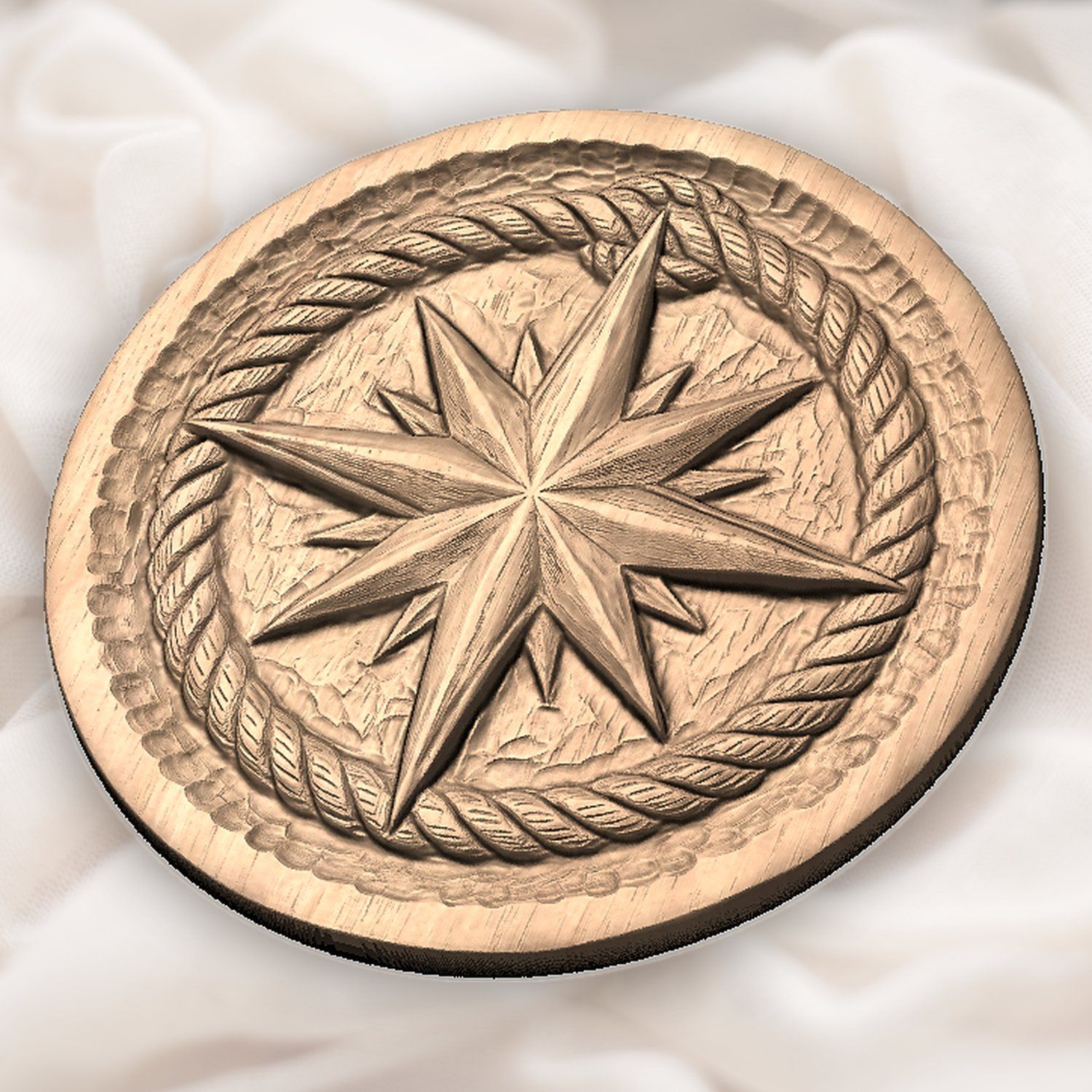 Nautical Compass Rose Rope Border CNC Relief STL bas-relief STL — view 5