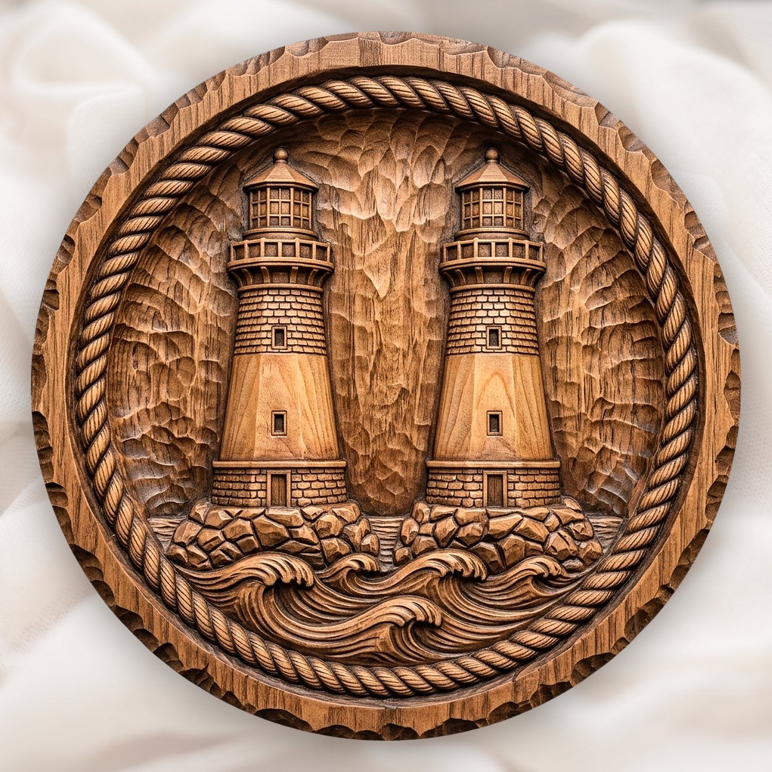 Nautical Lighthouse Twin Towers CNC Relief STL bas-relief STL design