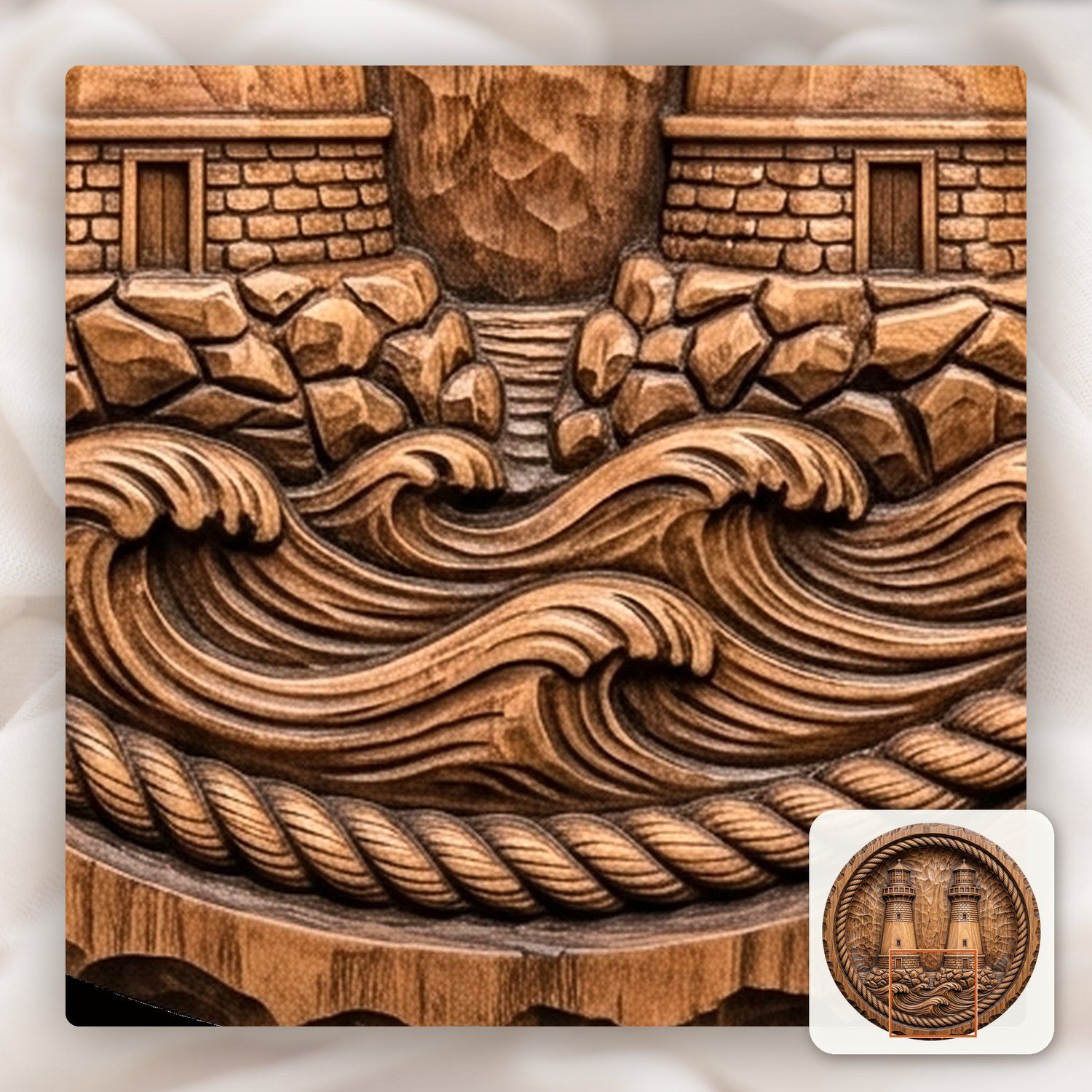 Nautical Lighthouse Twin Towers CNC Relief STL bas-relief STL — view 11