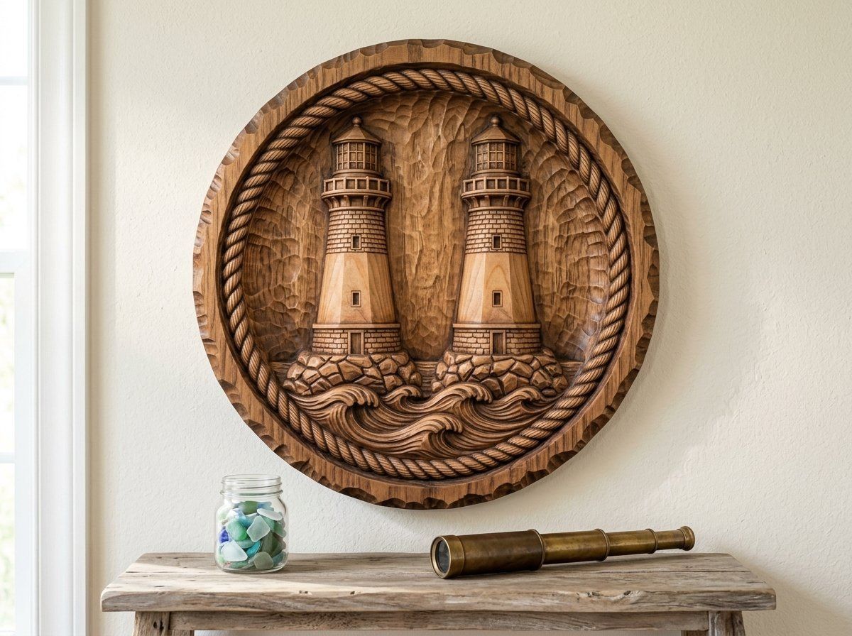 Nautical Lighthouse Twin Towers CNC Relief STL bas-relief STL — view 12