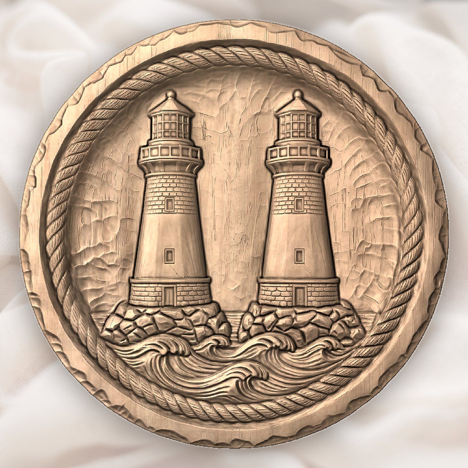 Nautical Lighthouse Twin Towers CNC Relief STL bas-relief STL — view 4