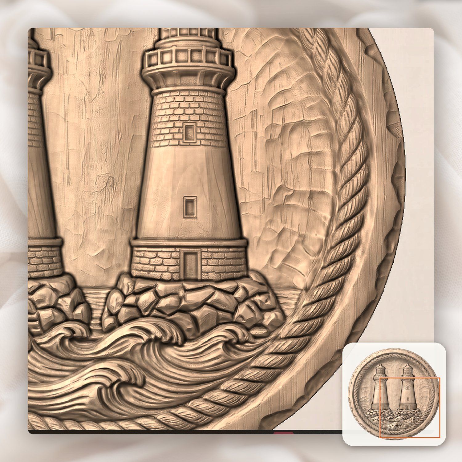 Nautical Lighthouse Twin Towers CNC Relief STL bas-relief STL — view 8