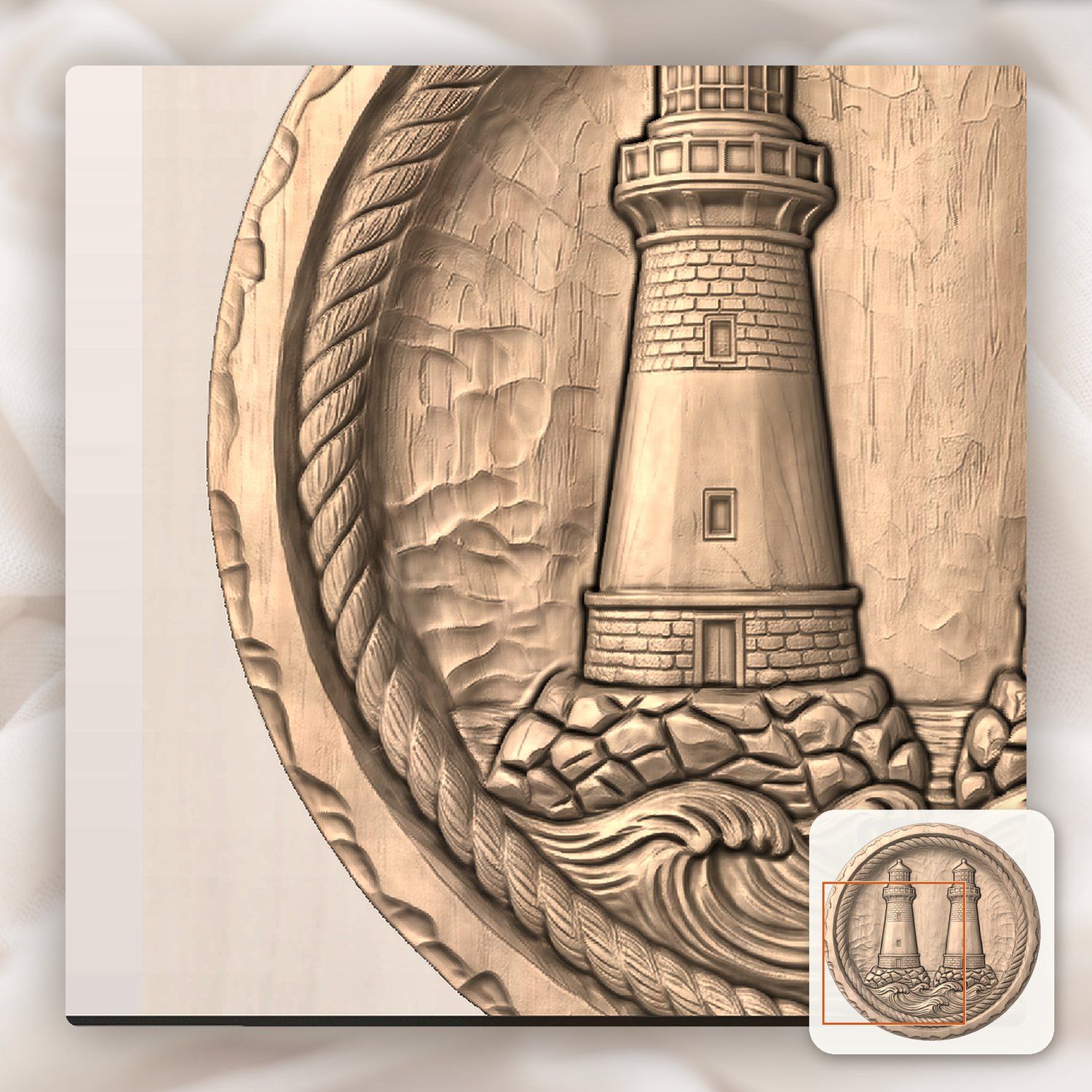 Nautical Lighthouse Twin Towers CNC Relief STL bas-relief STL — view 9