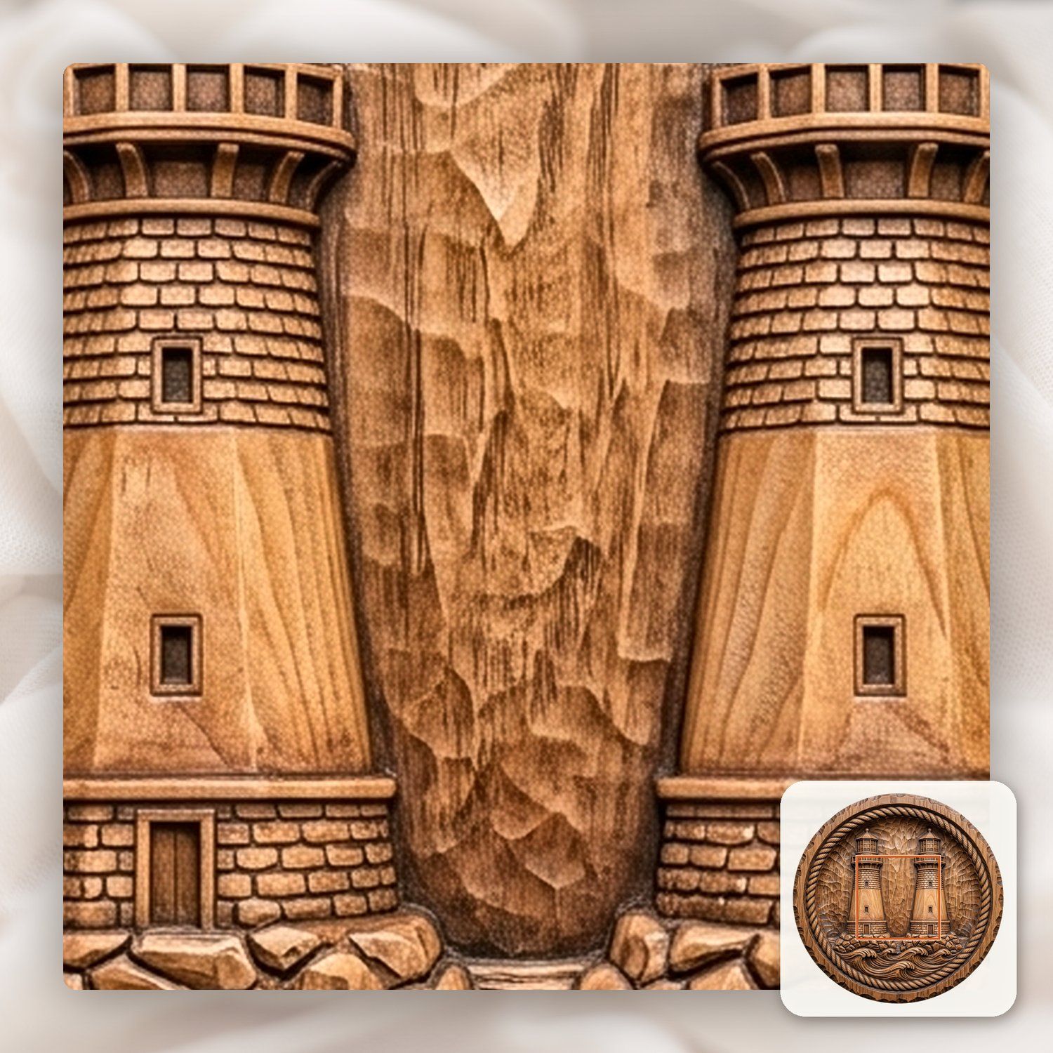 Nautical Lighthouse Twin Towers CNC Relief STL bas-relief STL — view 10