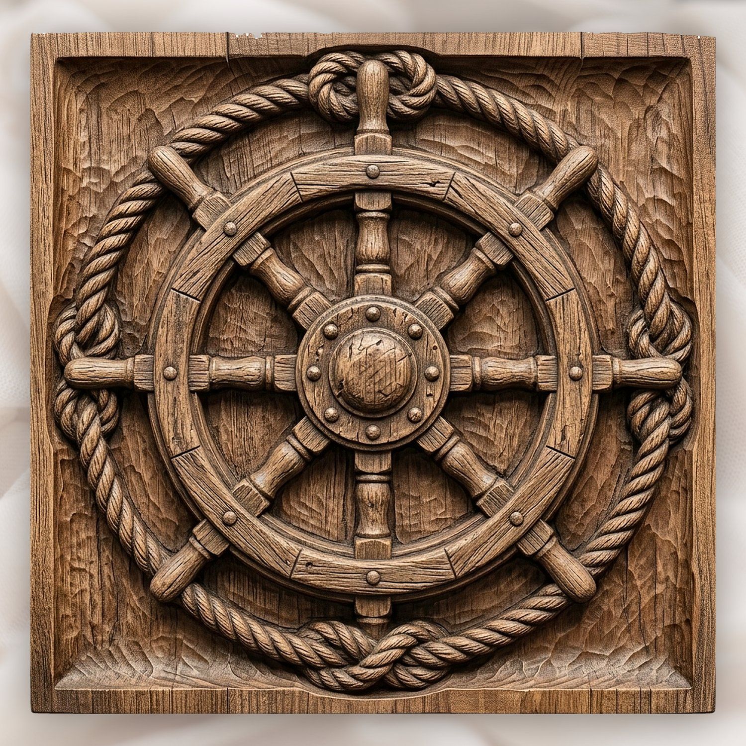 Nautical Ship Wheel Rope Border CNC Relief STL bas-relief STL design