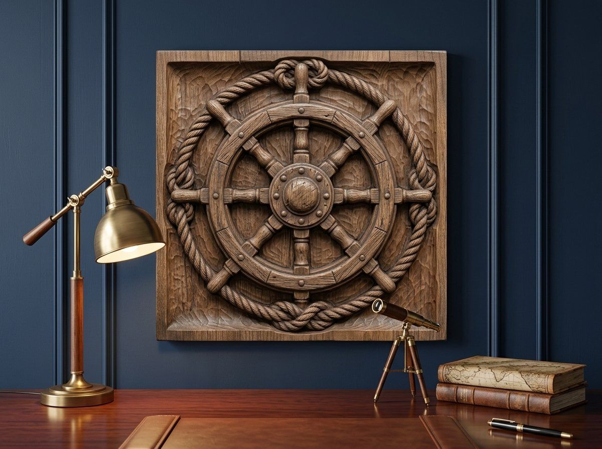 Nautical Ship Wheel Rope Border CNC Relief STL bas-relief STL — view 12