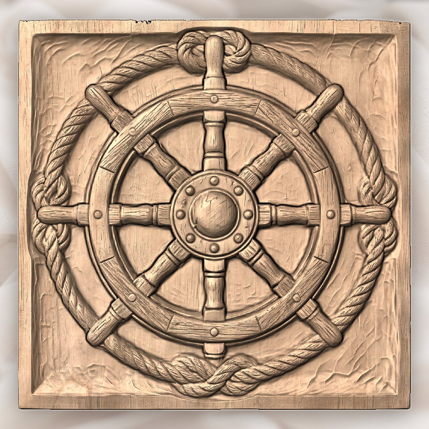 Nautical Ship Wheel Rope Border CNC Relief STL bas-relief STL — view 4
