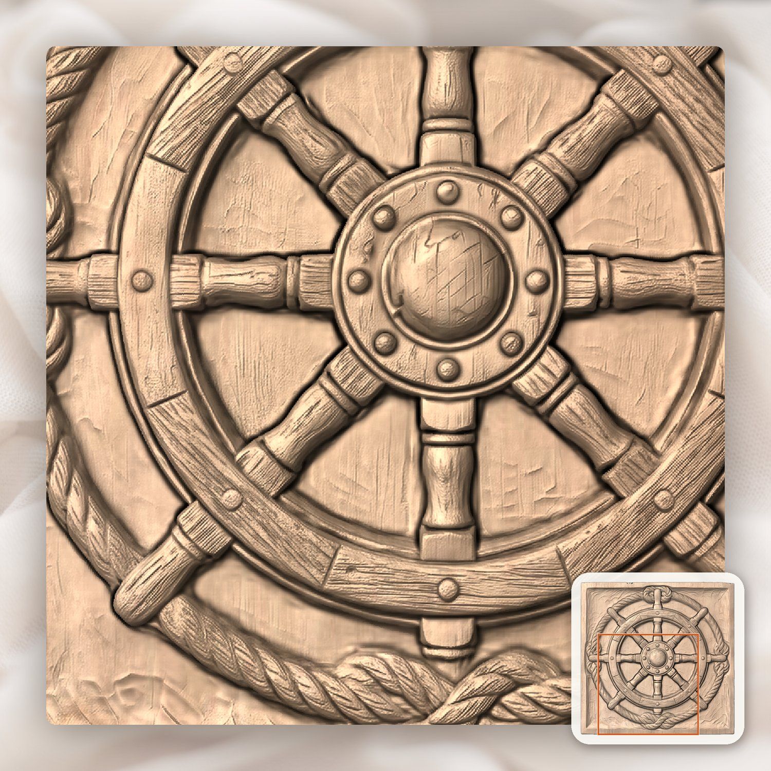 Nautical Ship Wheel Rope Border CNC Relief STL bas-relief STL — view 7