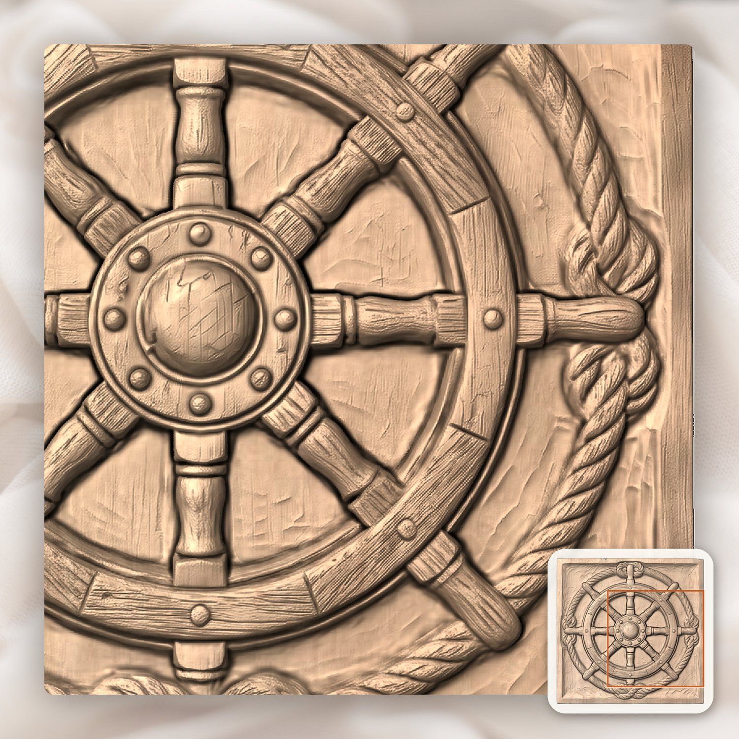Nautical Ship Wheel Rope Border CNC Relief STL bas-relief STL — view 8