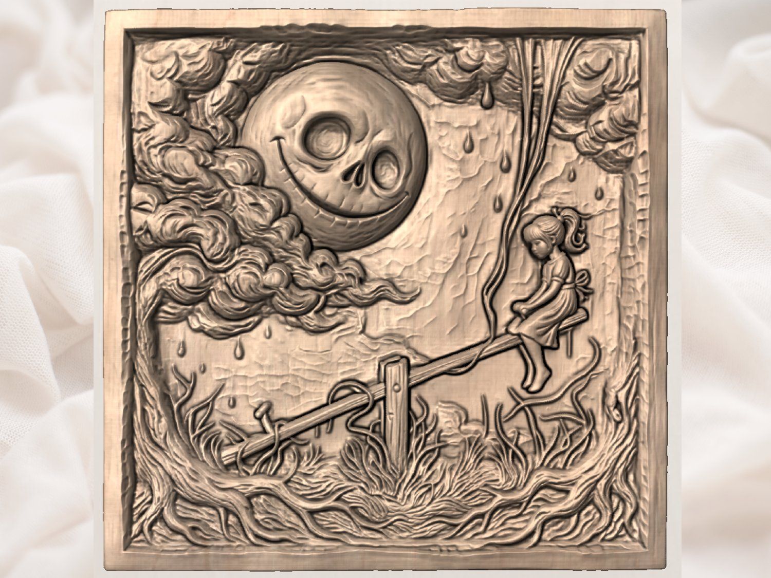 Nightmare Moon Girl Seesaw CNC Relief STL bas-relief STL — view 3