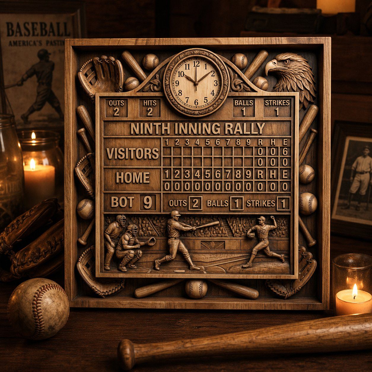 Ninth Inning Rally Baseball Scoreboard CNC Relief STL bas-relief STL — view 10