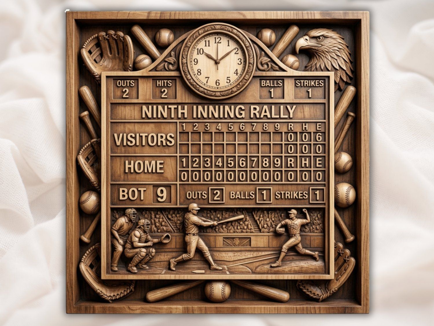 Ninth Inning Rally Baseball Scoreboard CNC Relief STL bas-relief STL — view 2