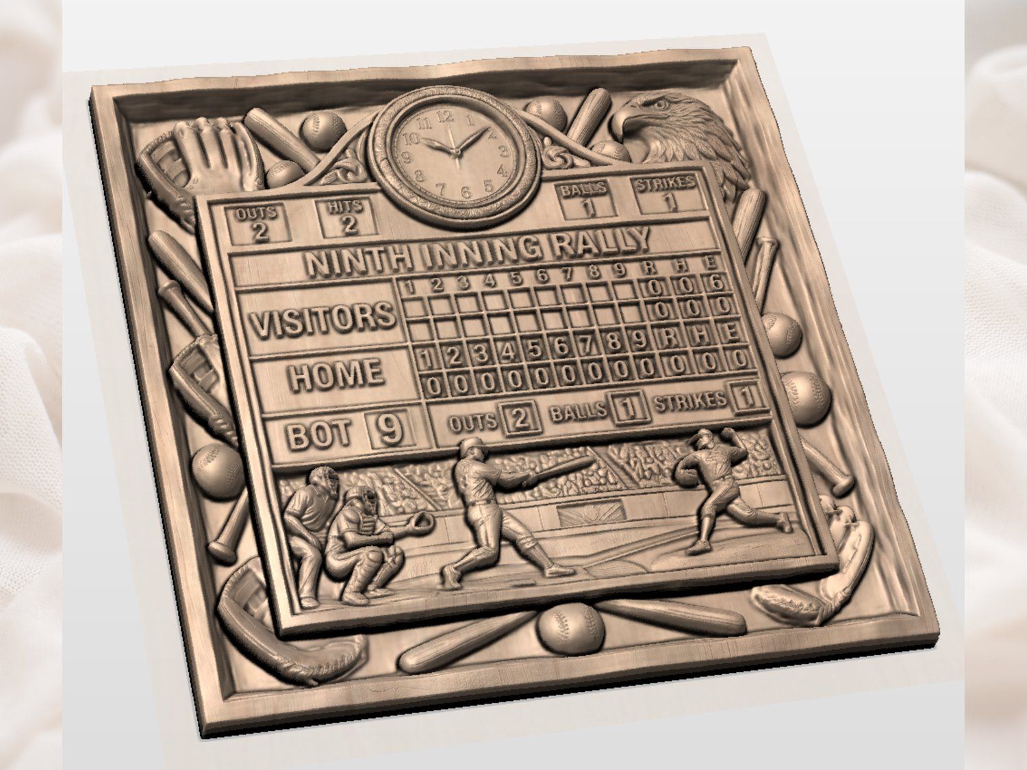 Ninth Inning Rally Baseball Scoreboard CNC Relief STL bas-relief STL — view 3