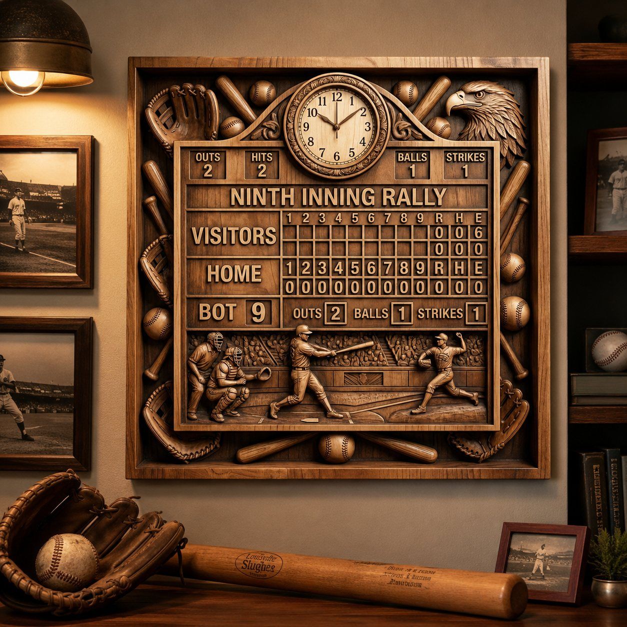 Ninth Inning Rally Baseball Scoreboard CNC Relief STL bas-relief STL — view 6