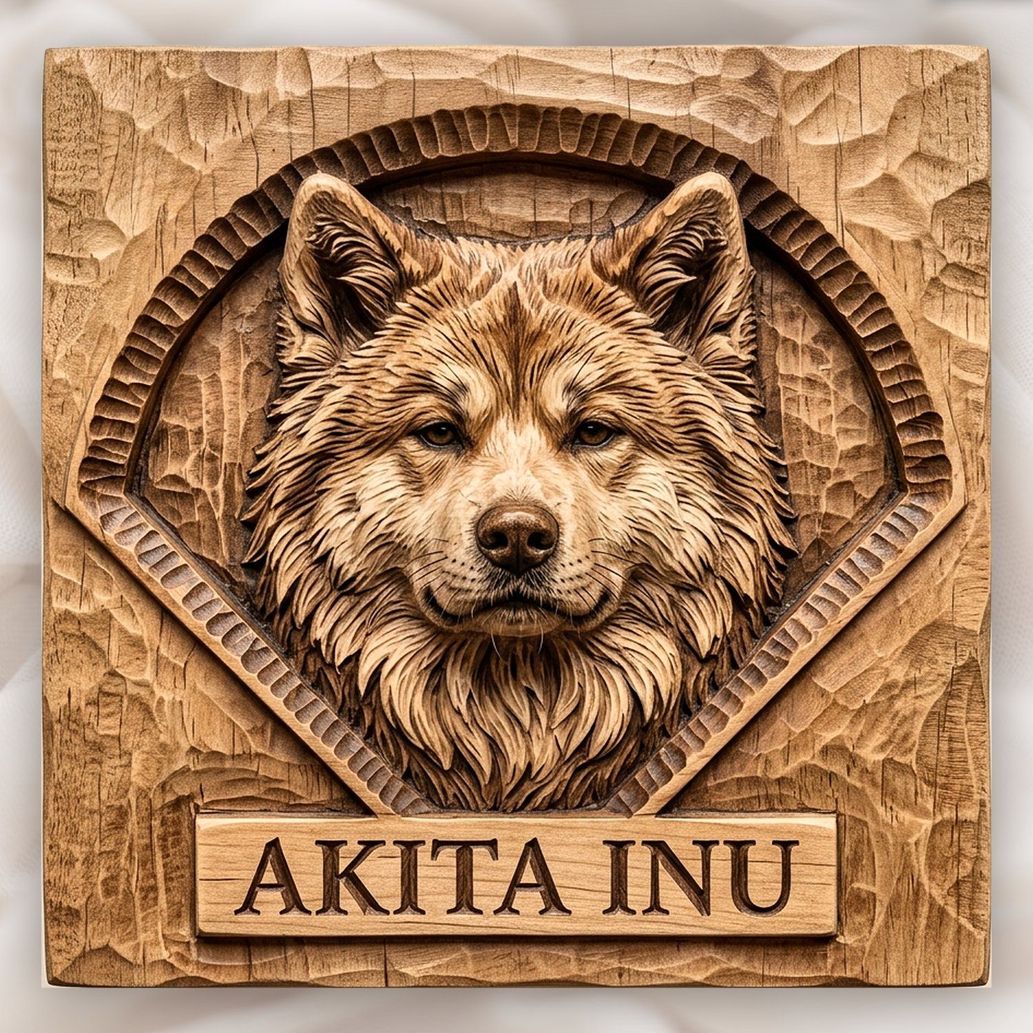 Noble Akita Inu Dog Portrait CNC Relief STL bas-relief STL design