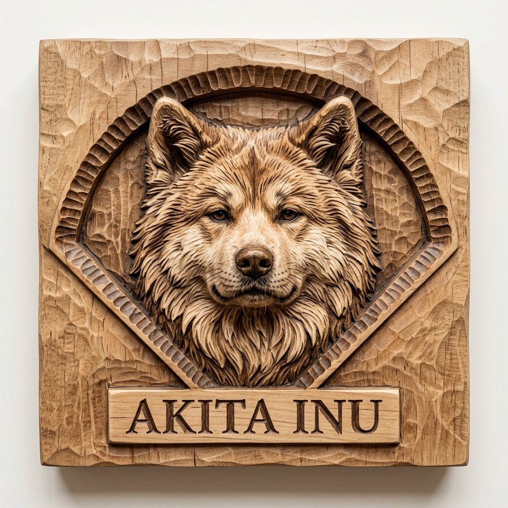 Noble Akita Inu Dog Portrait CNC Relief STL bas-relief STL — view 14