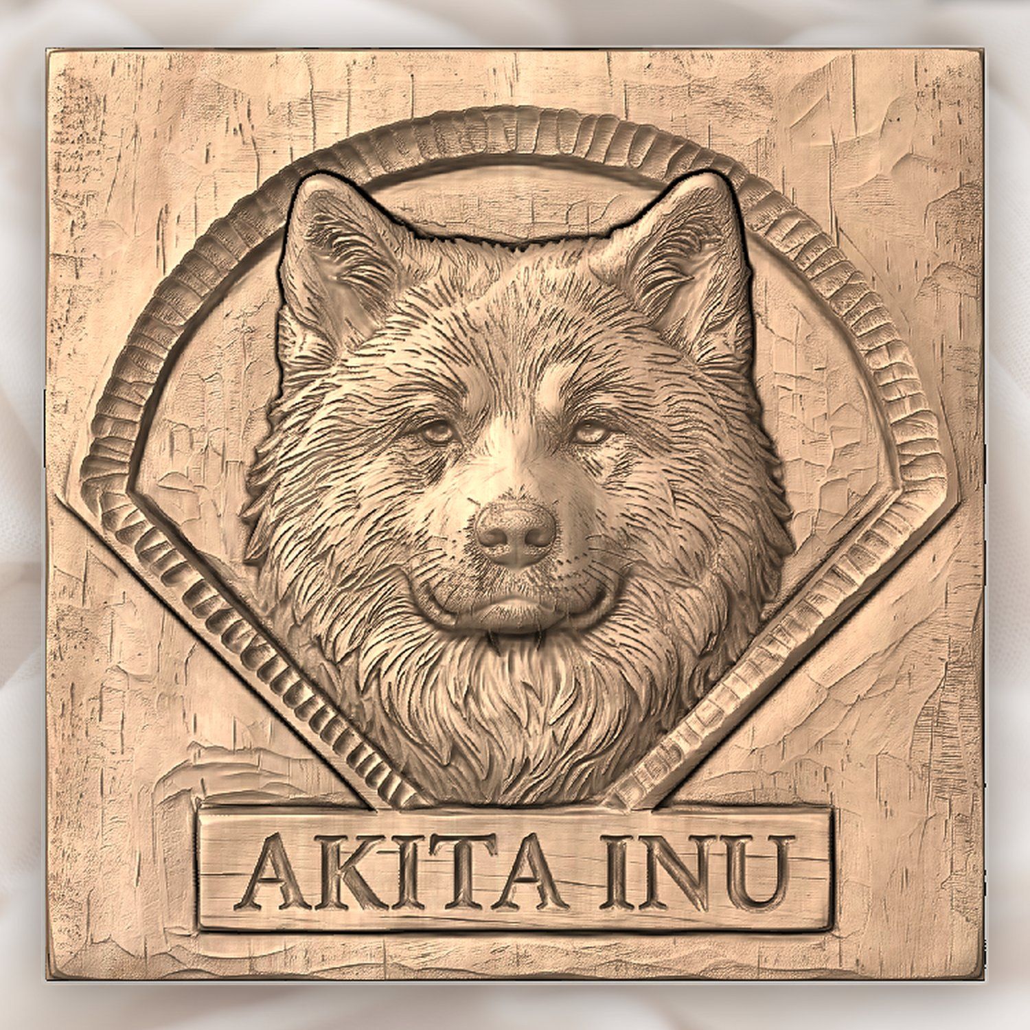 Noble Akita Inu Dog Portrait CNC Relief STL bas-relief STL — view 4