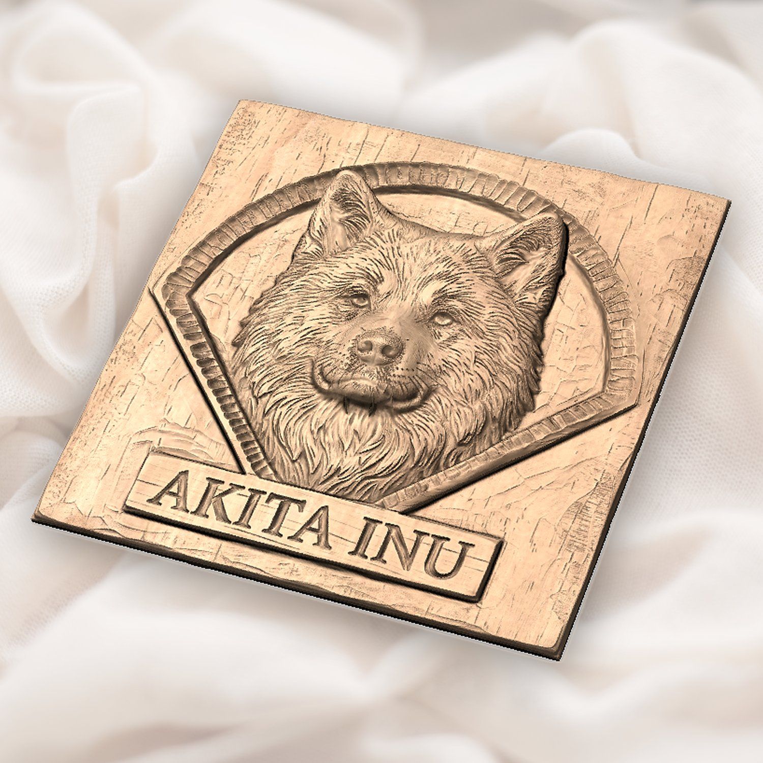 Noble Akita Inu Dog Portrait CNC Relief STL bas-relief STL — view 5