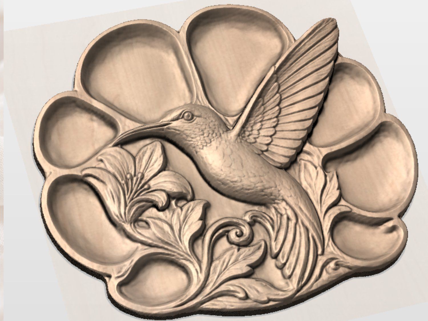 Noble Dog Breed Divided Serving Tray bas-relief STL — view 2
