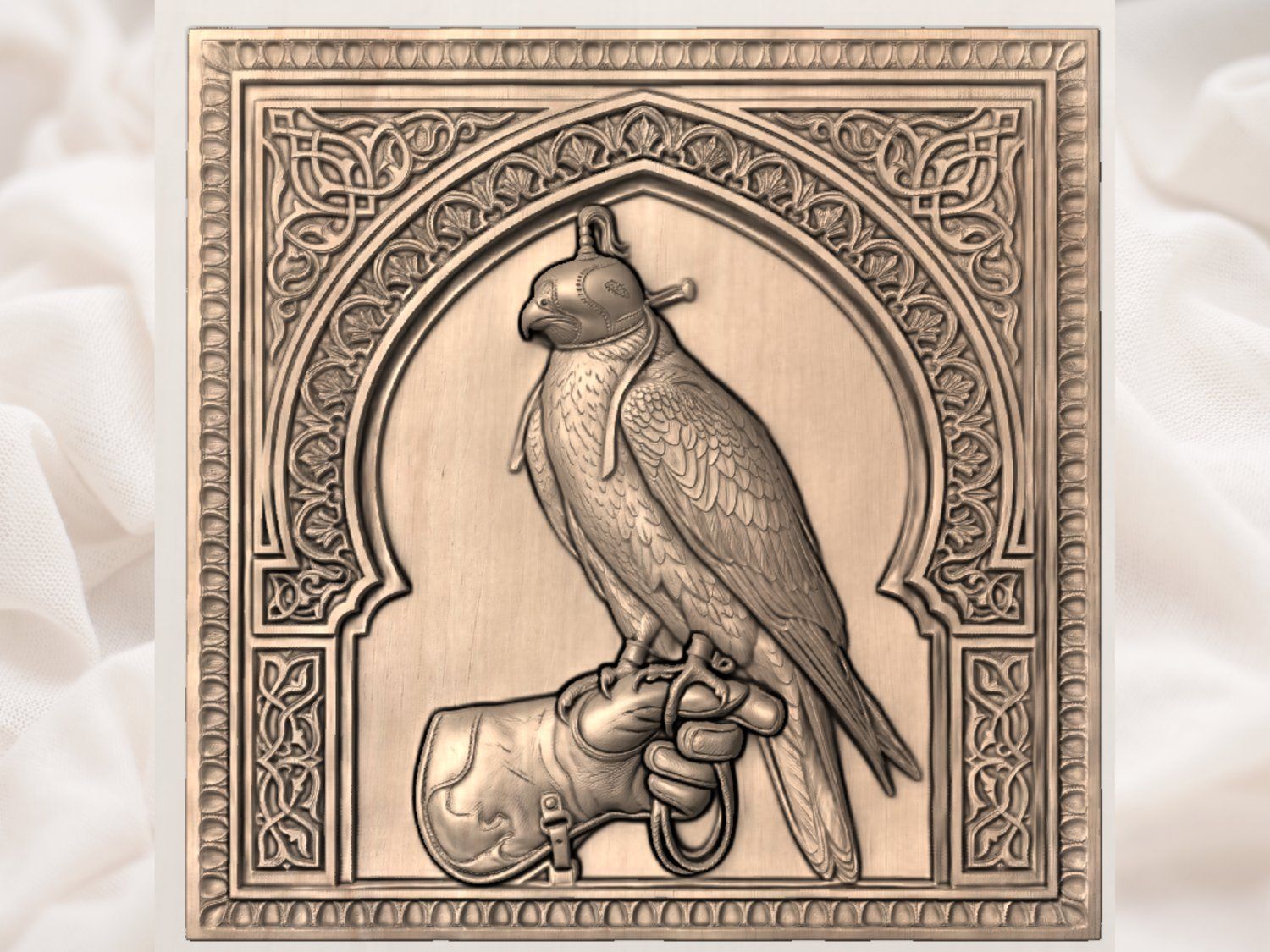 Noble Falcon Falconer Bird of Prey CNC Relief STL bas-relief STL — view 3