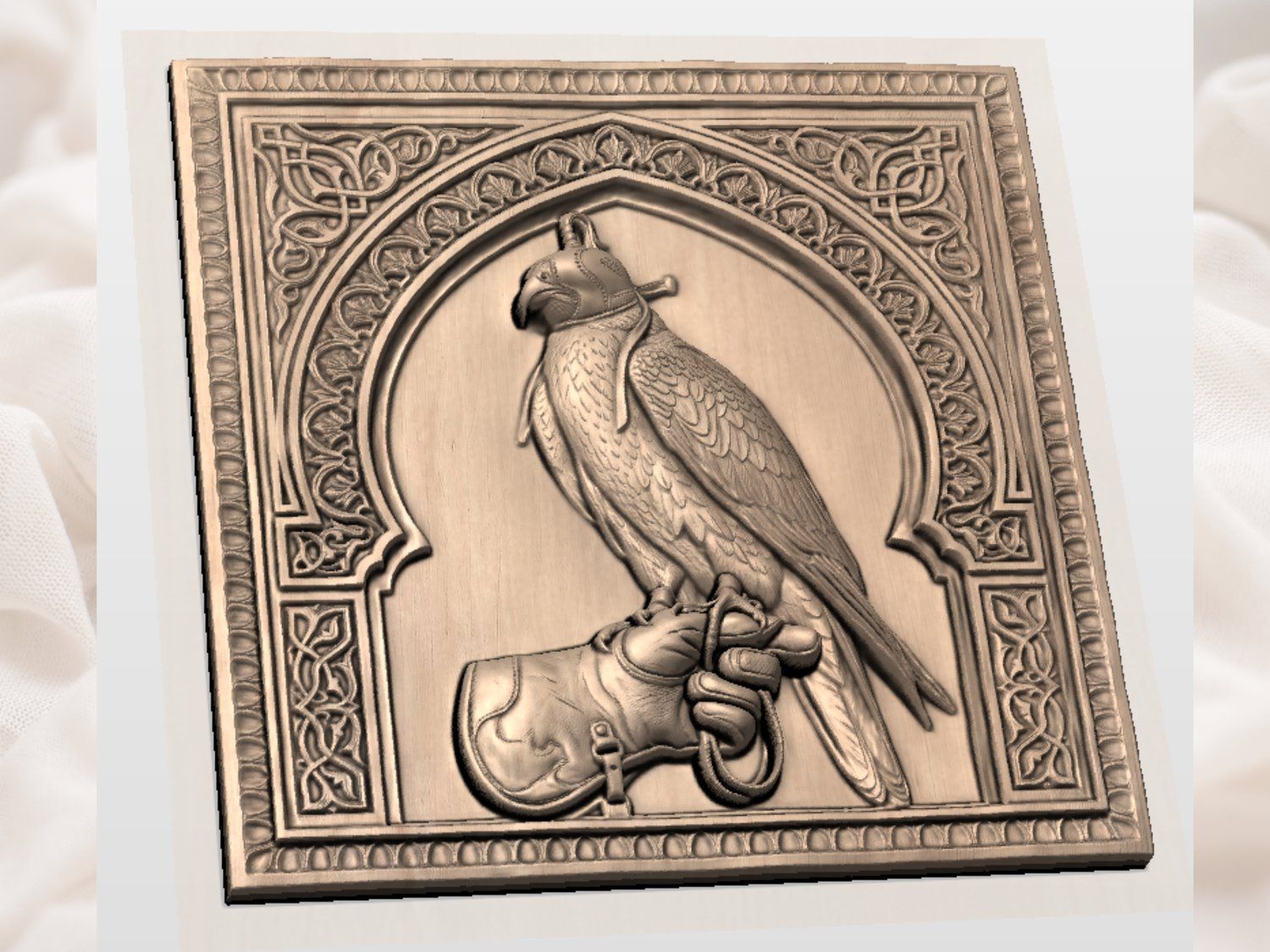 Noble Falcon Falconer Bird of Prey CNC Relief STL bas-relief STL — view 4