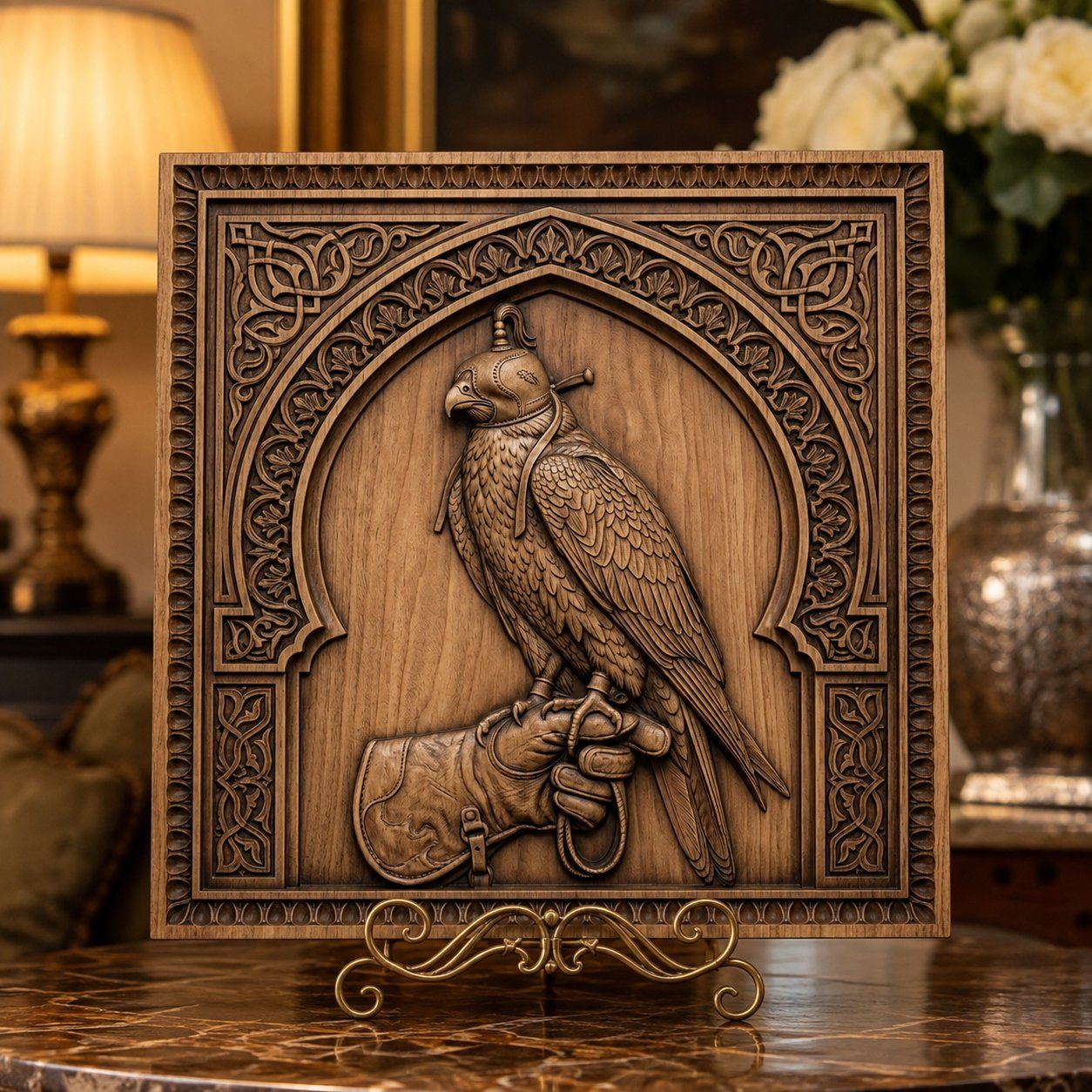 Noble Falcon Falconer Bird of Prey CNC Relief STL bas-relief STL — view 5