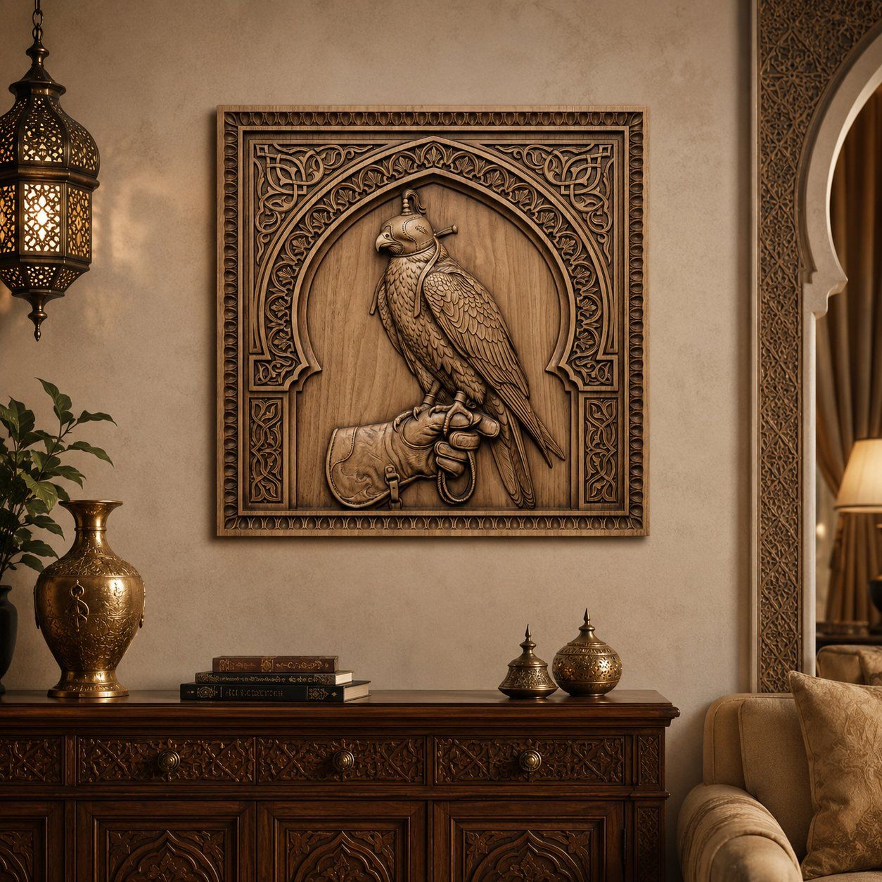 Noble Falcon Falconer Bird of Prey CNC Relief STL bas-relief STL — view 6