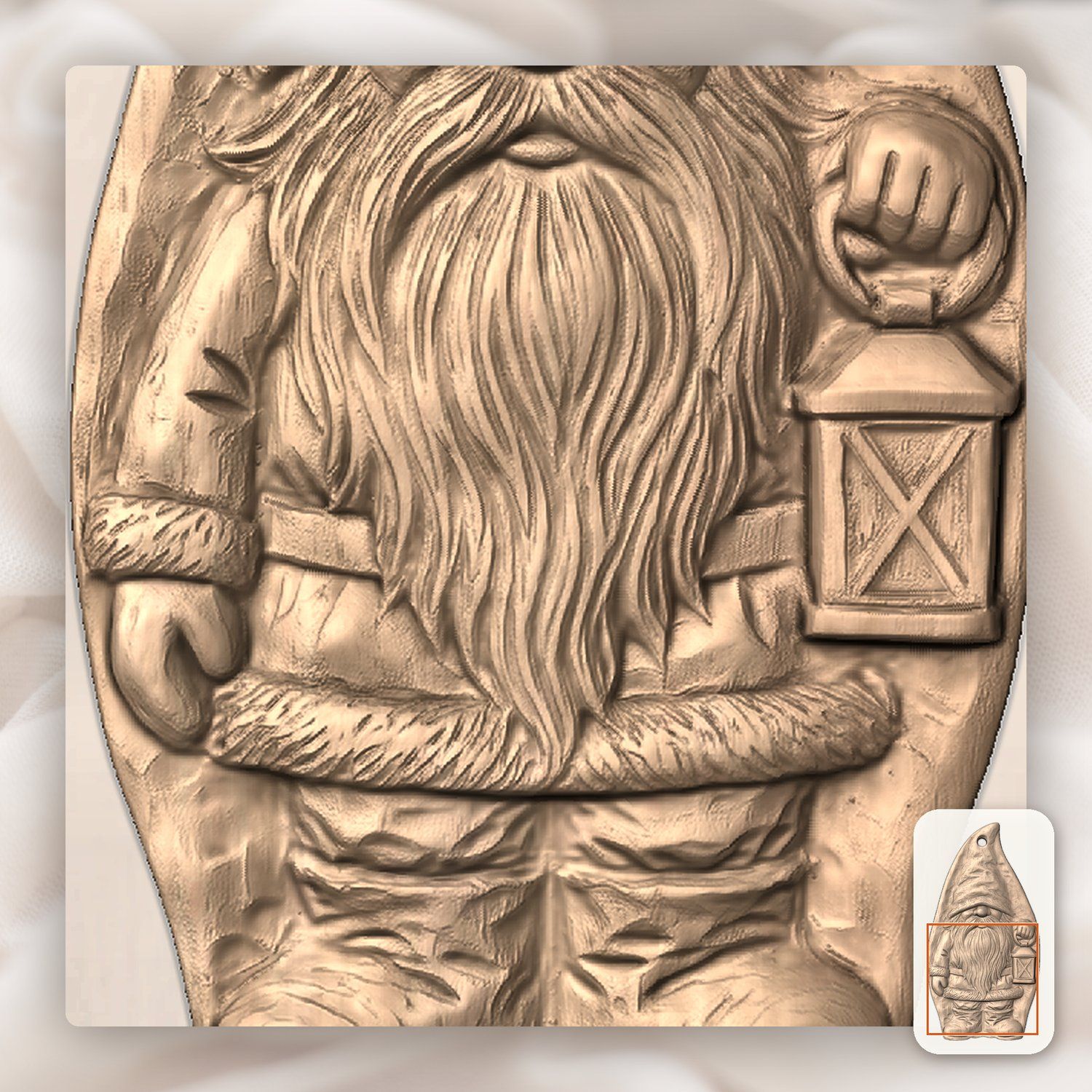 Nordic Gnome Lantern Ornament CNC Relief STL bas-relief STL — view 8