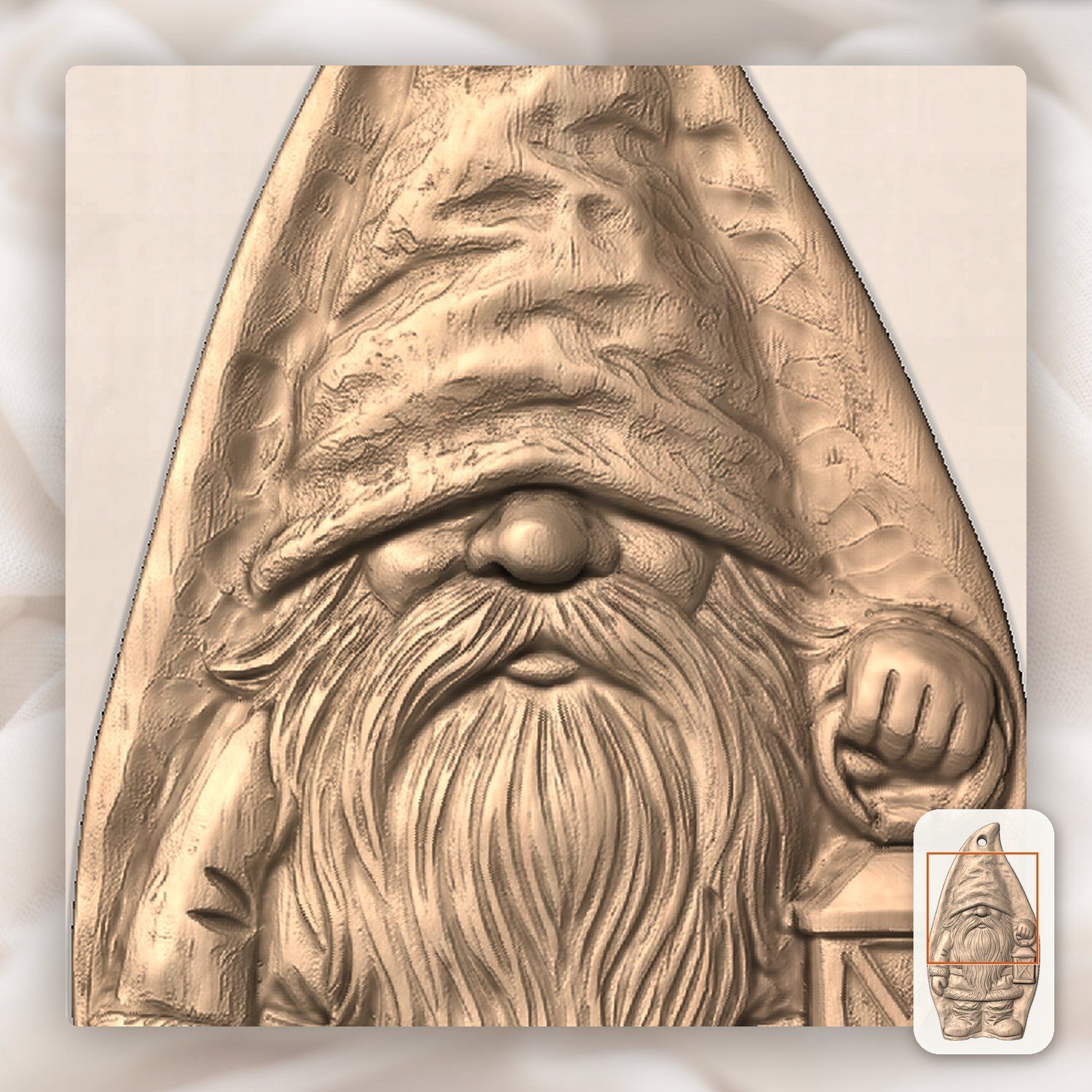 Nordic Gnome Lantern Ornament CNC Relief STL bas-relief STL — view 9