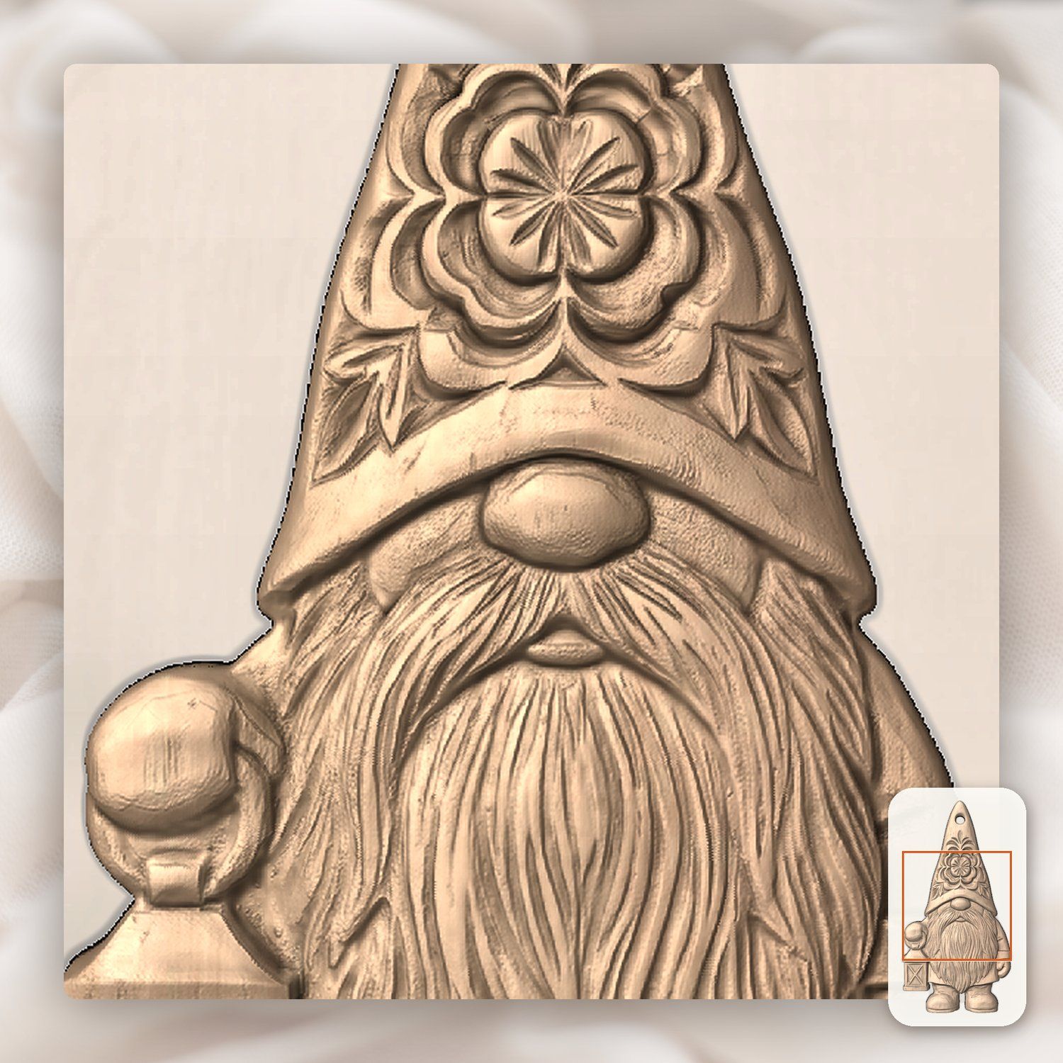 Nordic Gnome Lantern Ornament CNC Relief STL bas-relief STL — view 7