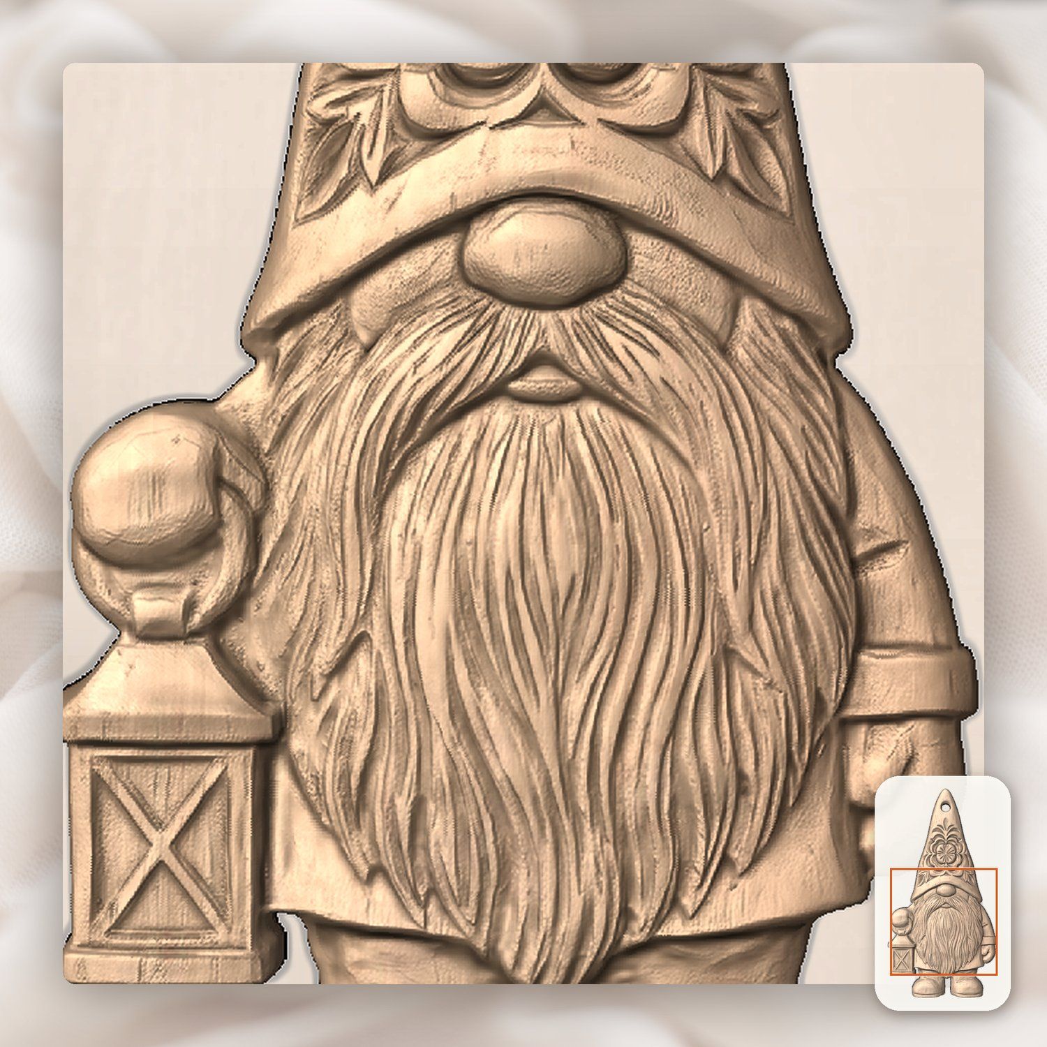 Nordic Gnome Lantern Ornament CNC Relief STL bas-relief STL — view 8