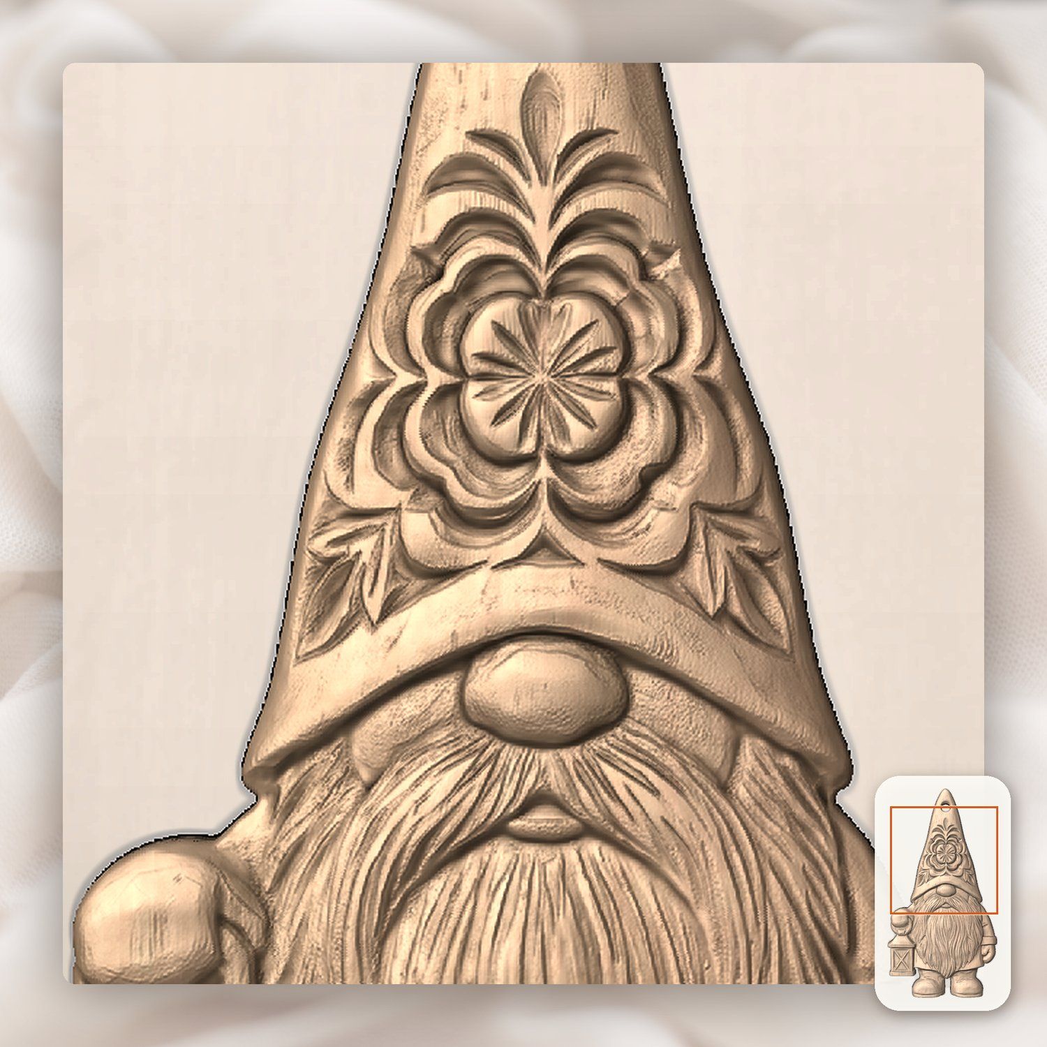 Nordic Gnome Lantern Ornament CNC Relief STL bas-relief STL — view 9