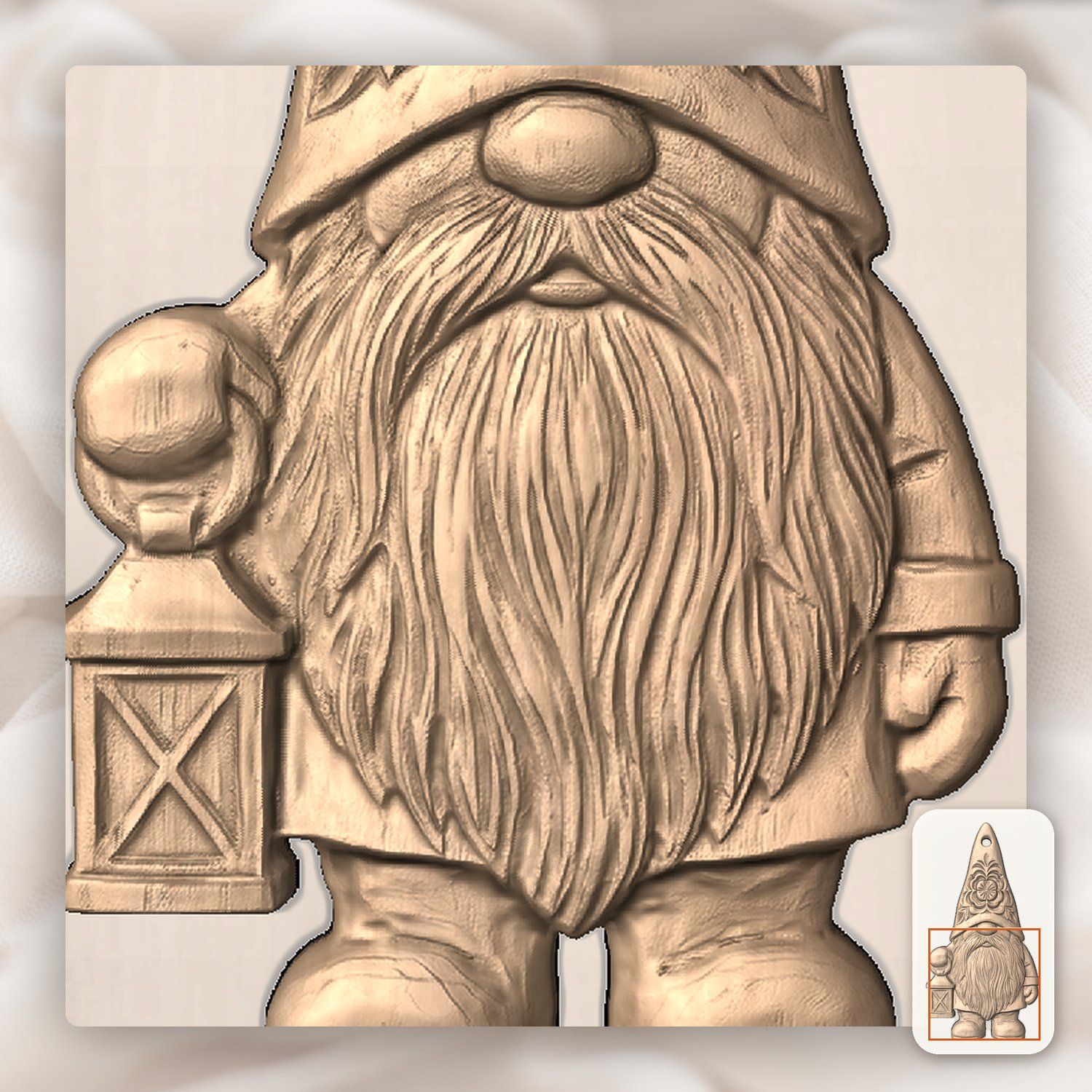 Nordic Gnome Lantern Ornament CNC Relief STL bas-relief STL — view 10