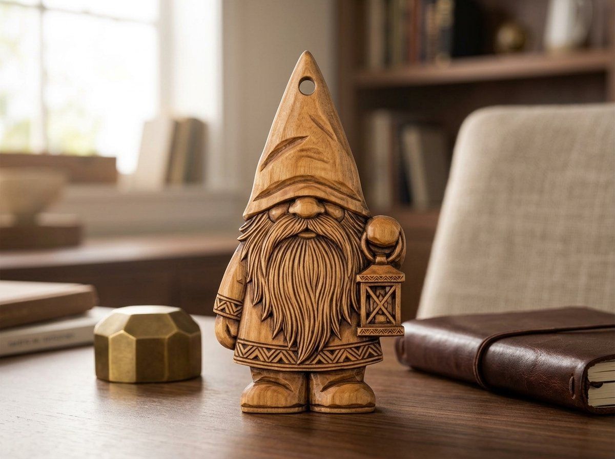 Nordic Gnome Lantern Ornament CNC Relief STL bas-relief STL — view 13