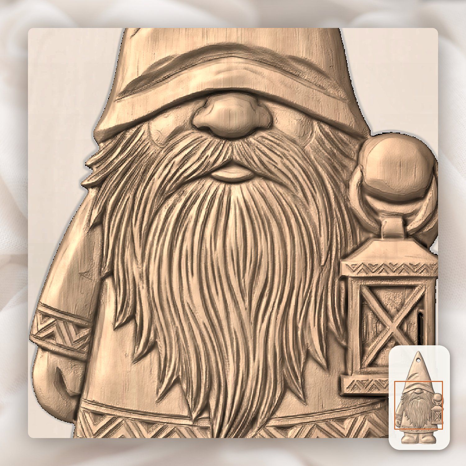 Nordic Gnome Lantern Ornament CNC Relief STL bas-relief STL — view 7