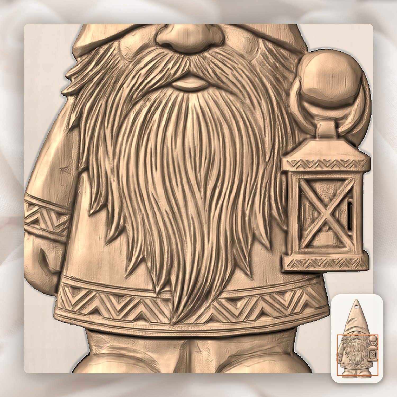 Nordic Gnome Lantern Ornament CNC Relief STL bas-relief STL — view 8