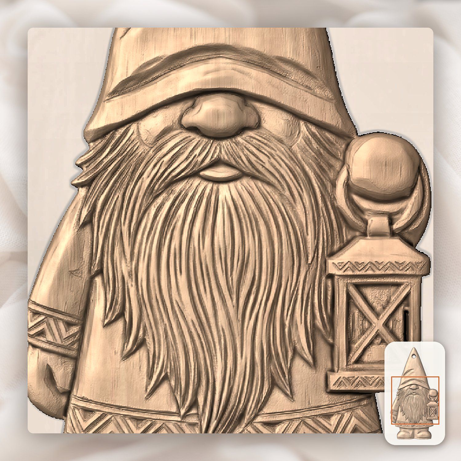 Nordic Gnome Lantern Ornament CNC Relief STL bas-relief STL — view 9