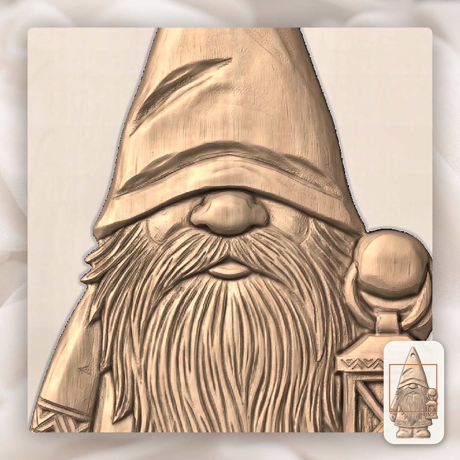 Nordic Gnome Lantern Ornament CNC Relief STL bas-relief STL — view 10