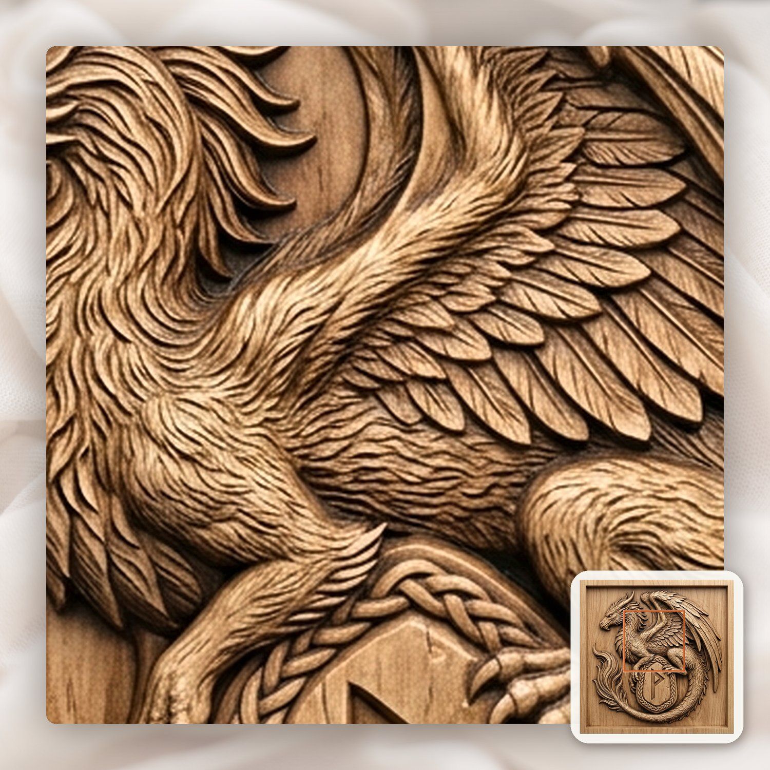 Norse Dragon Rune Shield CNC Relief STL bas-relief STL — view 10