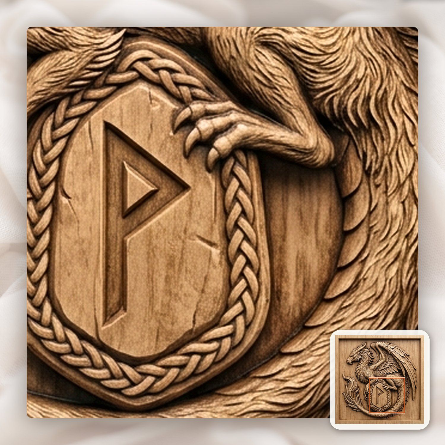 Norse Dragon Rune Shield CNC Relief STL bas-relief STL — view 11