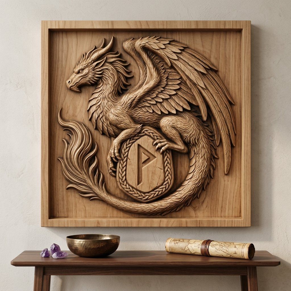 Norse Dragon Rune Shield CNC Relief STL bas-relief STL — view 12