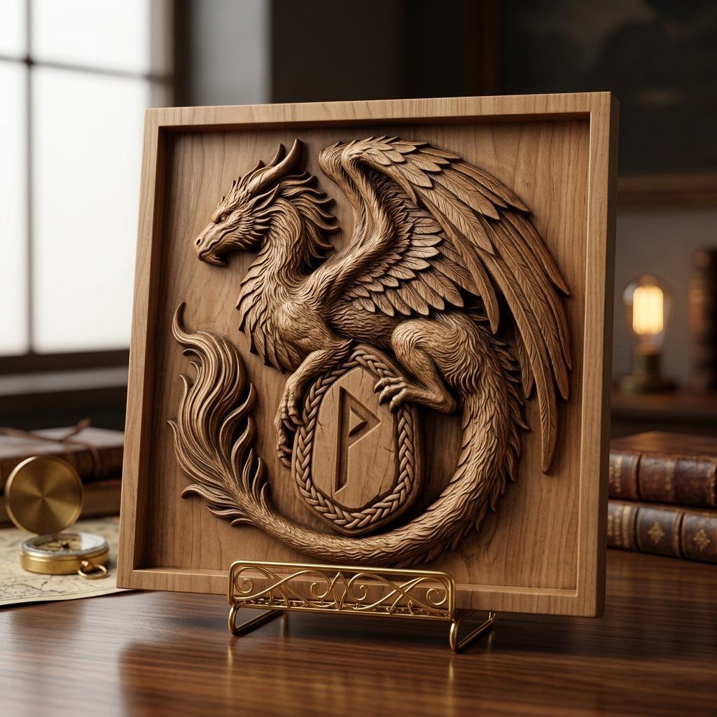 Norse Dragon Rune Shield CNC Relief STL bas-relief STL — view 13