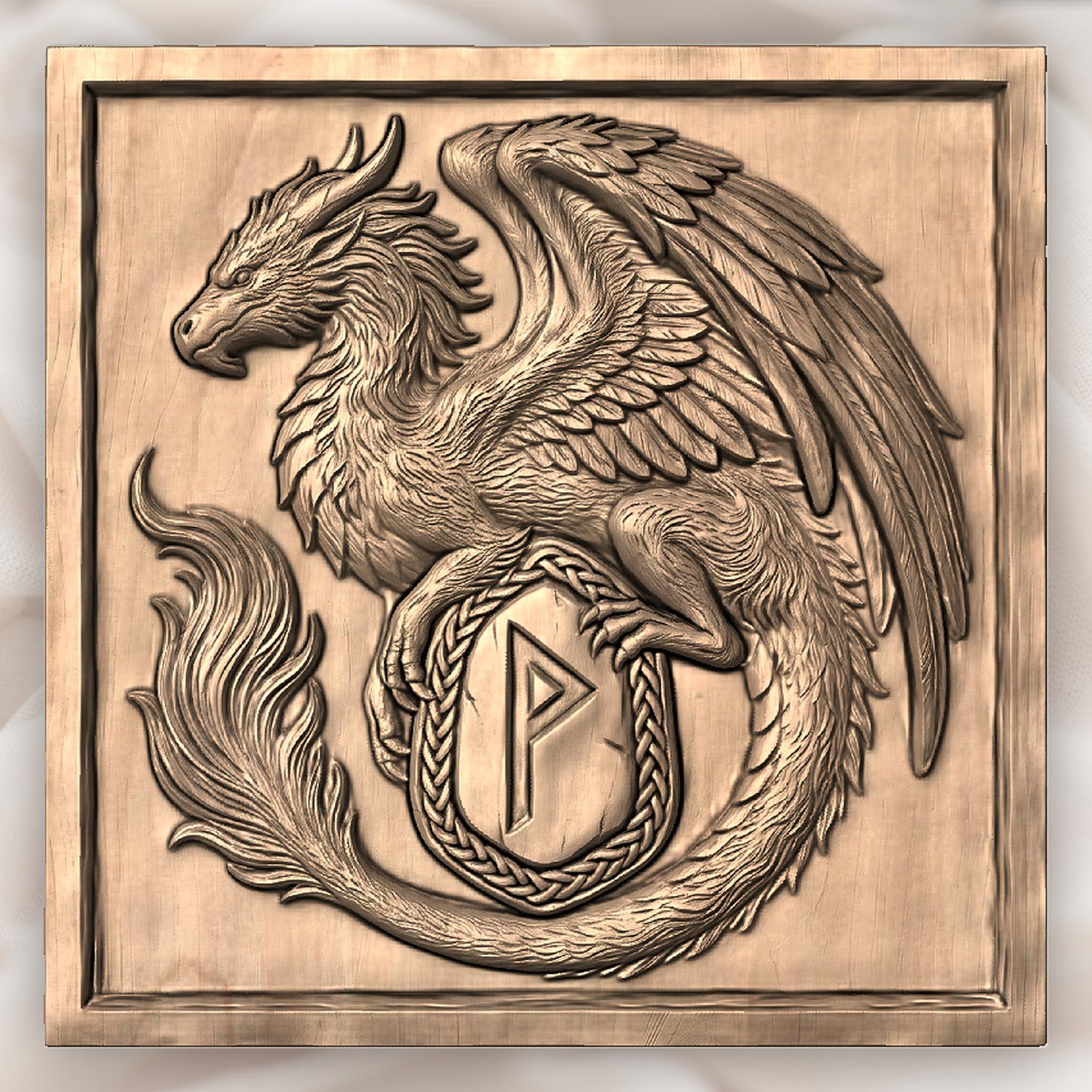 Norse Dragon Rune Shield CNC Relief STL bas-relief STL — view 3