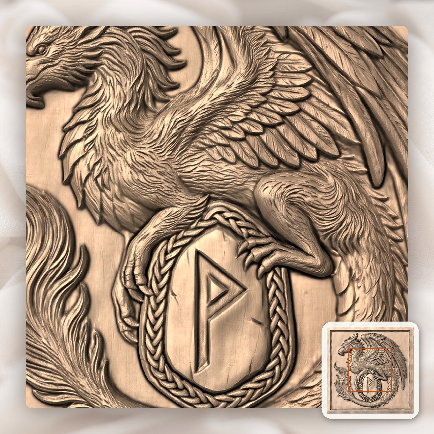 Norse Dragon Rune Shield CNC Relief STL bas-relief STL — view 5